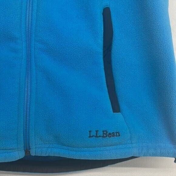 womens Sz Small L.L. bean blue black zip up fleece sleeveless coat vest - Picture 2 of 5